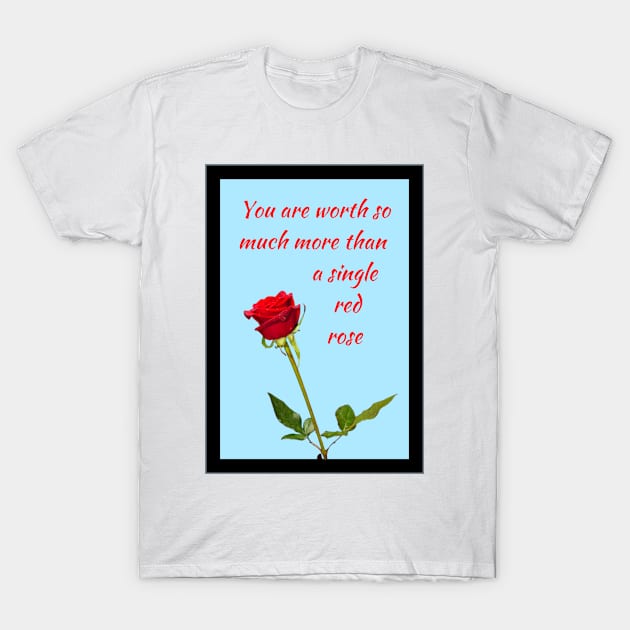 You are worth so much more than a single red rose 1 T-Shirt by Blue Butterfly Designs 